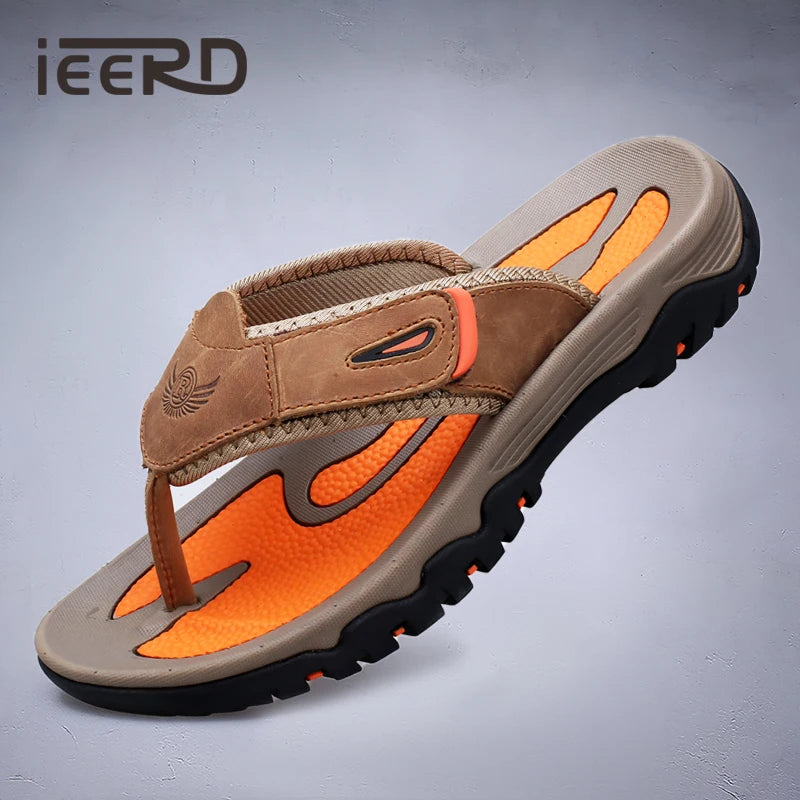 Chanclas Cuero Vaca Hombre Verano | Antideslizantes Playa Talla Grande Casual