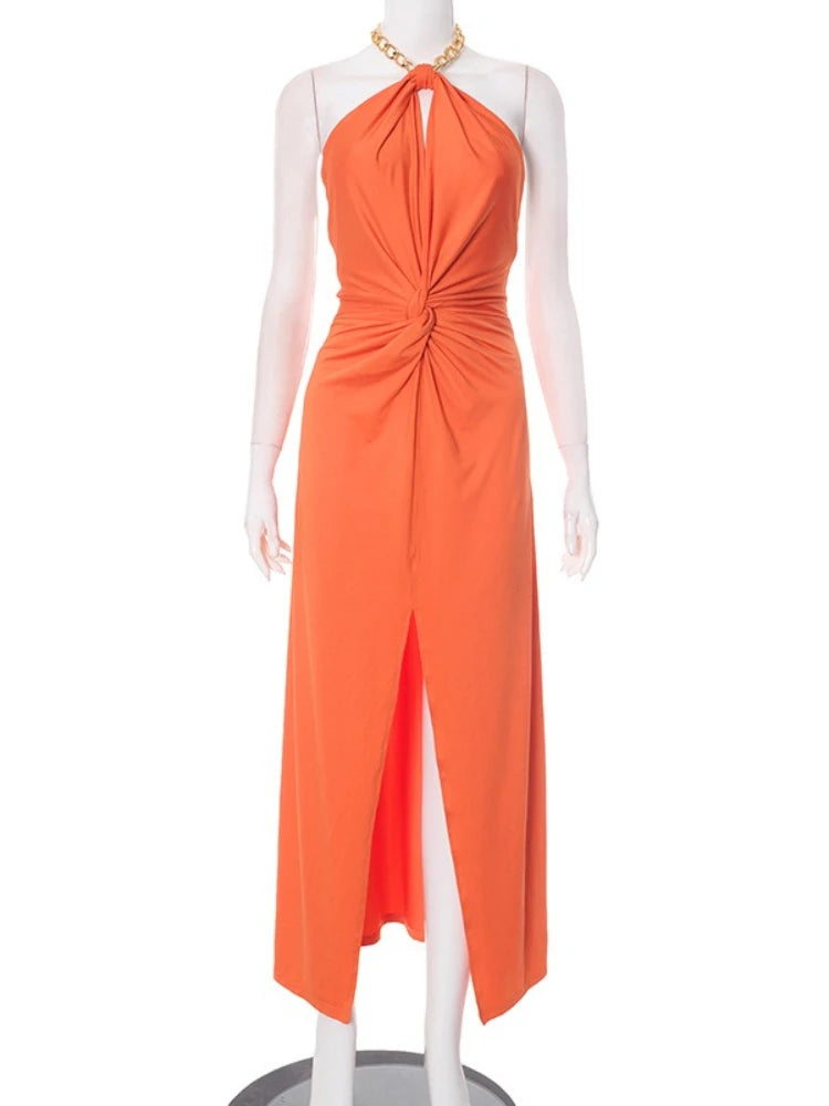 Vestido Largo De Verano Con Espalda Descubierta Abertura Alta 2025