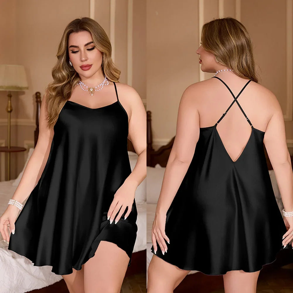Camisón de Satén de Seda con Tirantes | Talla Grande
