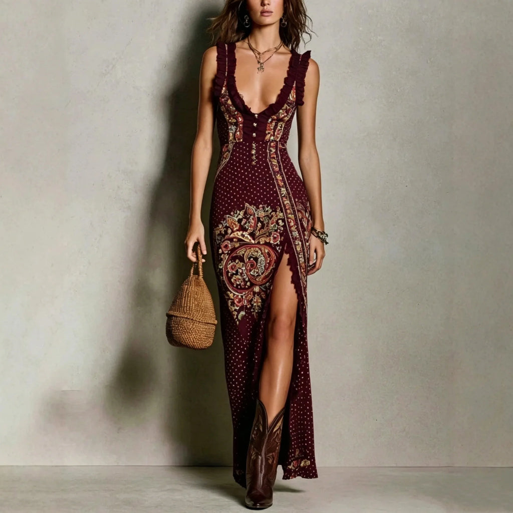 Vestido Floral con Encaje Espalda Descubierta