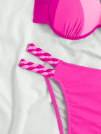 Bikini Push Up Colorblock con Estilo Halter para Playa