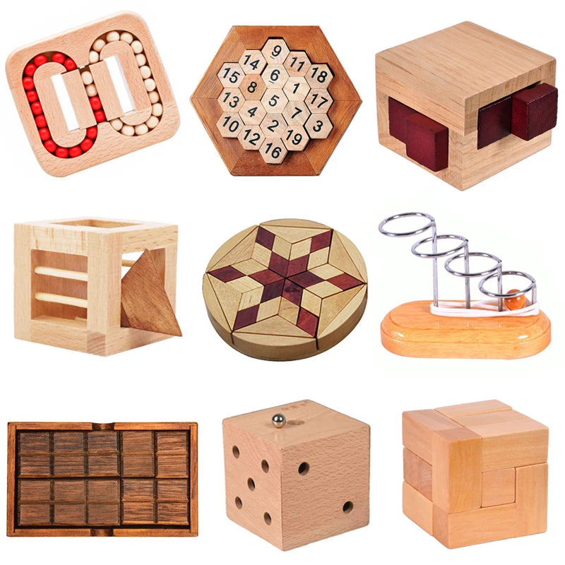 Rompecabezas clásico De Madera 3D para adultos y niños, cabeza De cabeza, Juguetes Para el desarrollo del cerebro