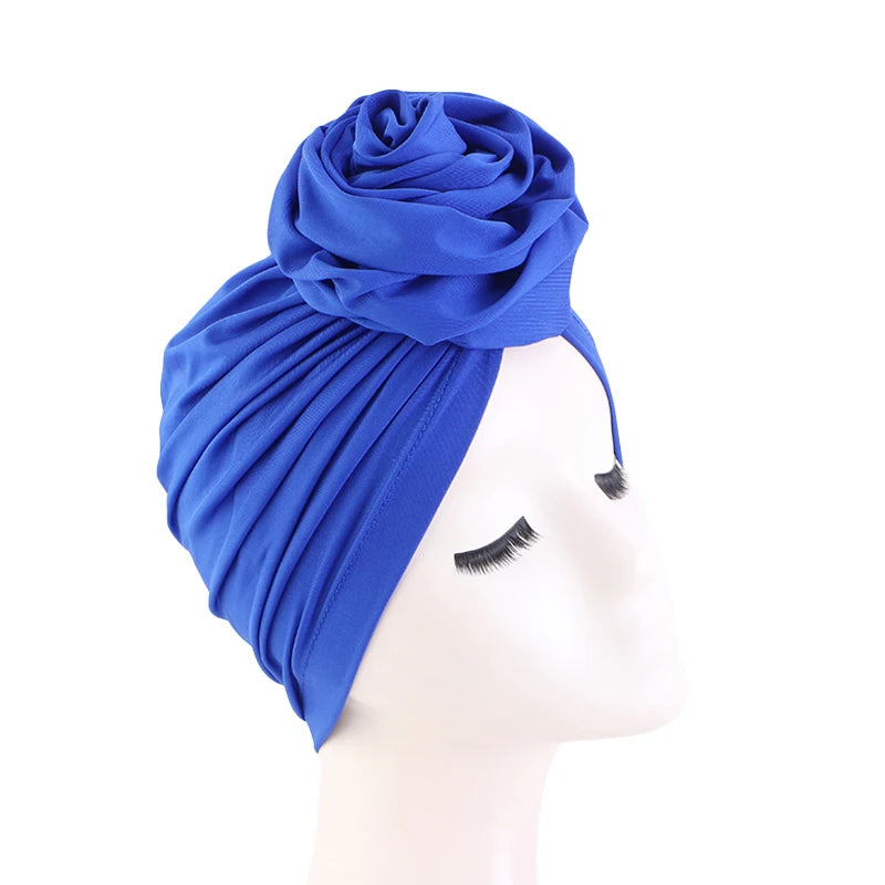 Turbante de flores grandes para Mujer, gorro Hijab musulmán, Bandana para quimio, sombrero africano, tocado para fiesta de boda, Turbante