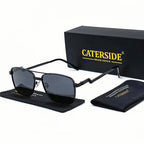 Gafas de Sol CATERSIDE Polarizadas | Lentes Planas y Doble Puente | Montura Metal | UV400