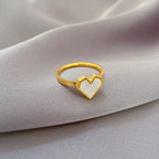 Anillos simples de corazón de amor de concha de acero inoxidable para mujeres y niñas, anillos de concha blanca y negra, regalos de joyería para amigos