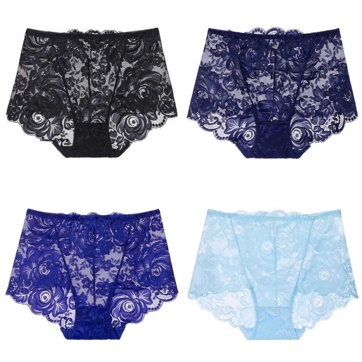 Set de Braguitas de Encaje | 4 Piezas | Talla Grande