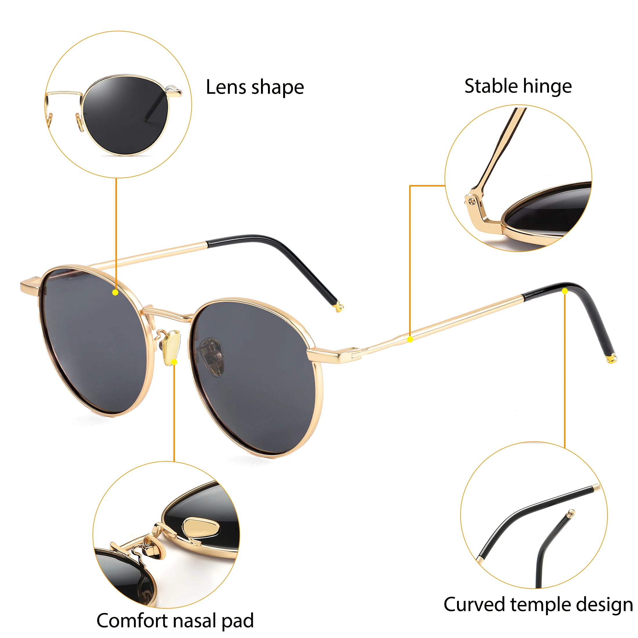 Gafas de Sol CATERSIDE Polarizadas | Redondas Retro | Montura Metal Punk