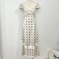 Vestido Maxi Lunares Encaje Espalda Descubierta | Estilo Francés Dulce Primavera Verano