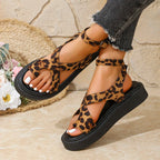 Sandalias de Cuña | Plataforma Estampado Leopardo | Mujer