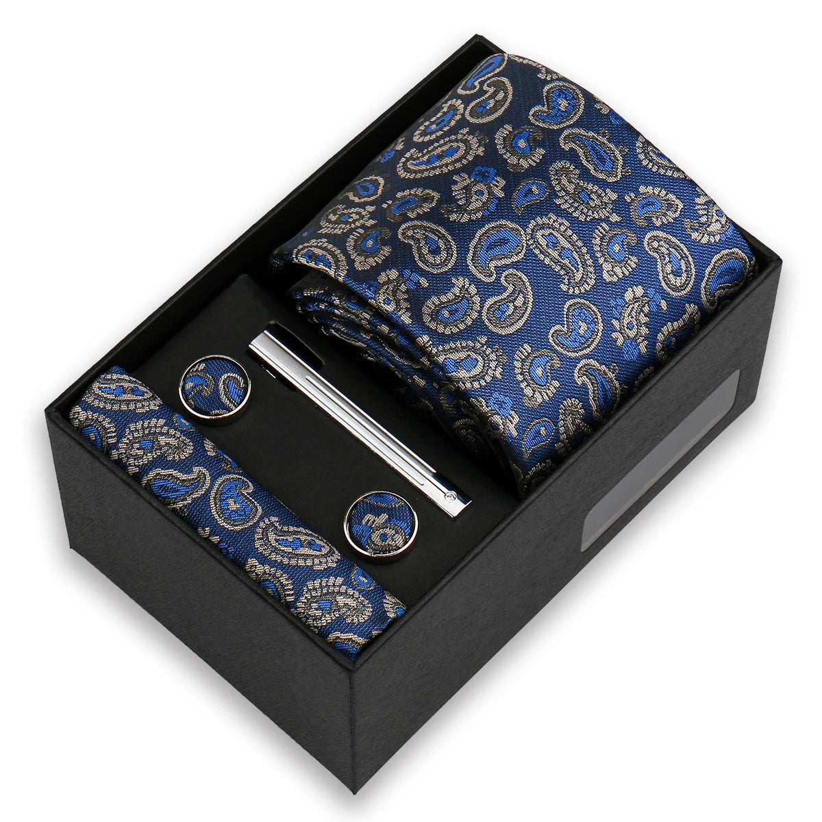 Conjunto De Lujo Corbata Pañuelo Clip Gemelos Accesorio Para Hombres