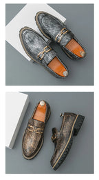 Zapatos Vestir Hombre Estampado Dorado | Negocios Punta Estrecha Antideslizante Formal