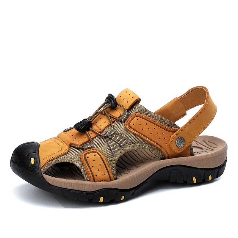 Sandalias Cuero Genuino Hombre Playa Casual Hechas a Mano | Estilo Conciso Lujo