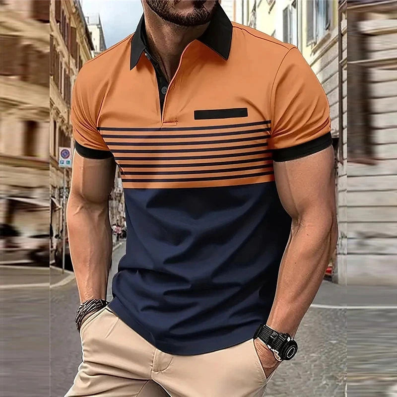 Polo Negocios Hombre ∣ Rayas Oversize ∣ Manga Corta Tropical