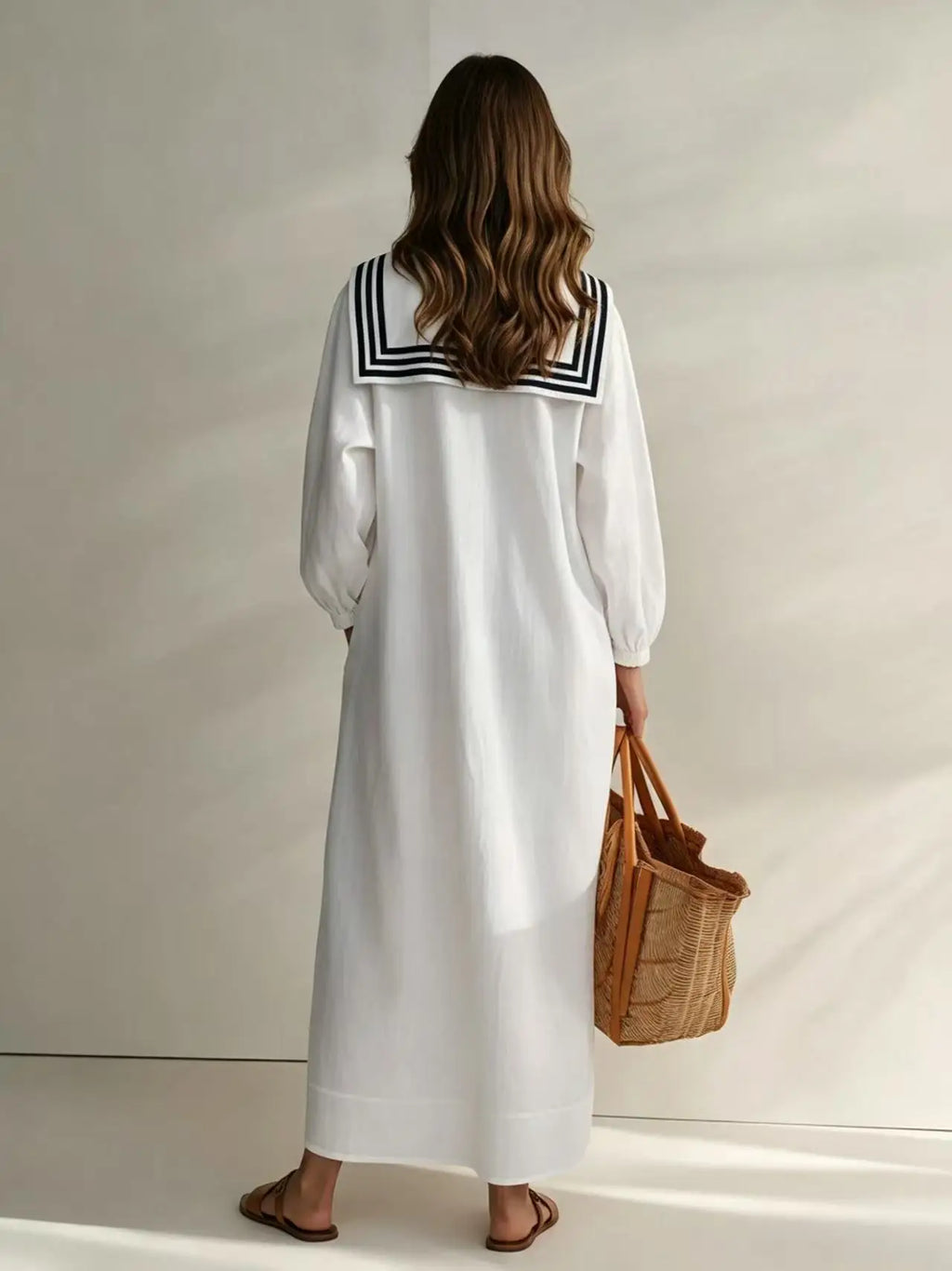 Vestido de Playa a Rayas Manga Larga Corte en A