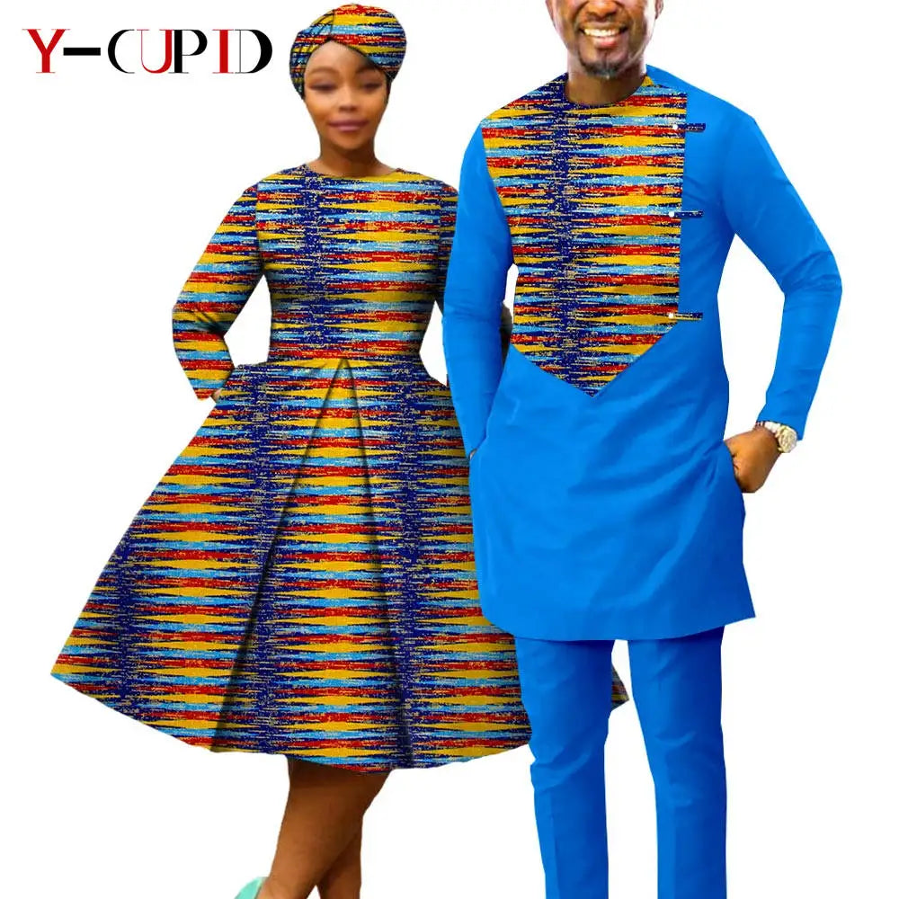 Vestido Dashiki Manga Larga Africano Pareja | Top y Pantalón | Tallas XS-6XL | Tico Trendy
