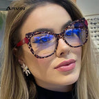 Montura Gafas Ojo Gato Lujo Personalidad | Protección Luz Azul Óptica Titanio Plástico