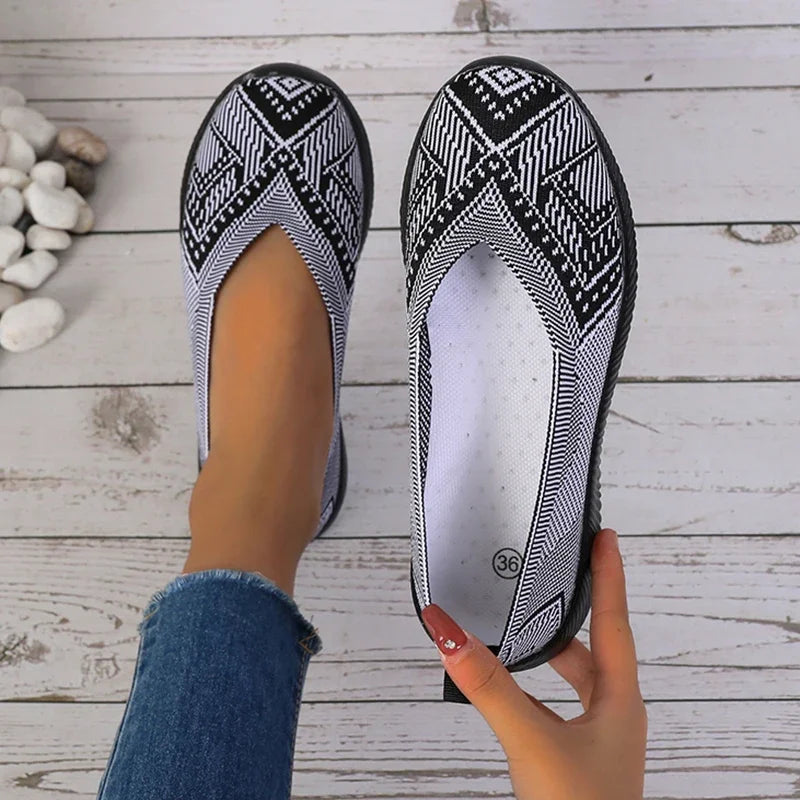 Mocasines ZOKI a Rayas | Punto Transpirable | Sin Cordones | Suela Suave Antideslizante