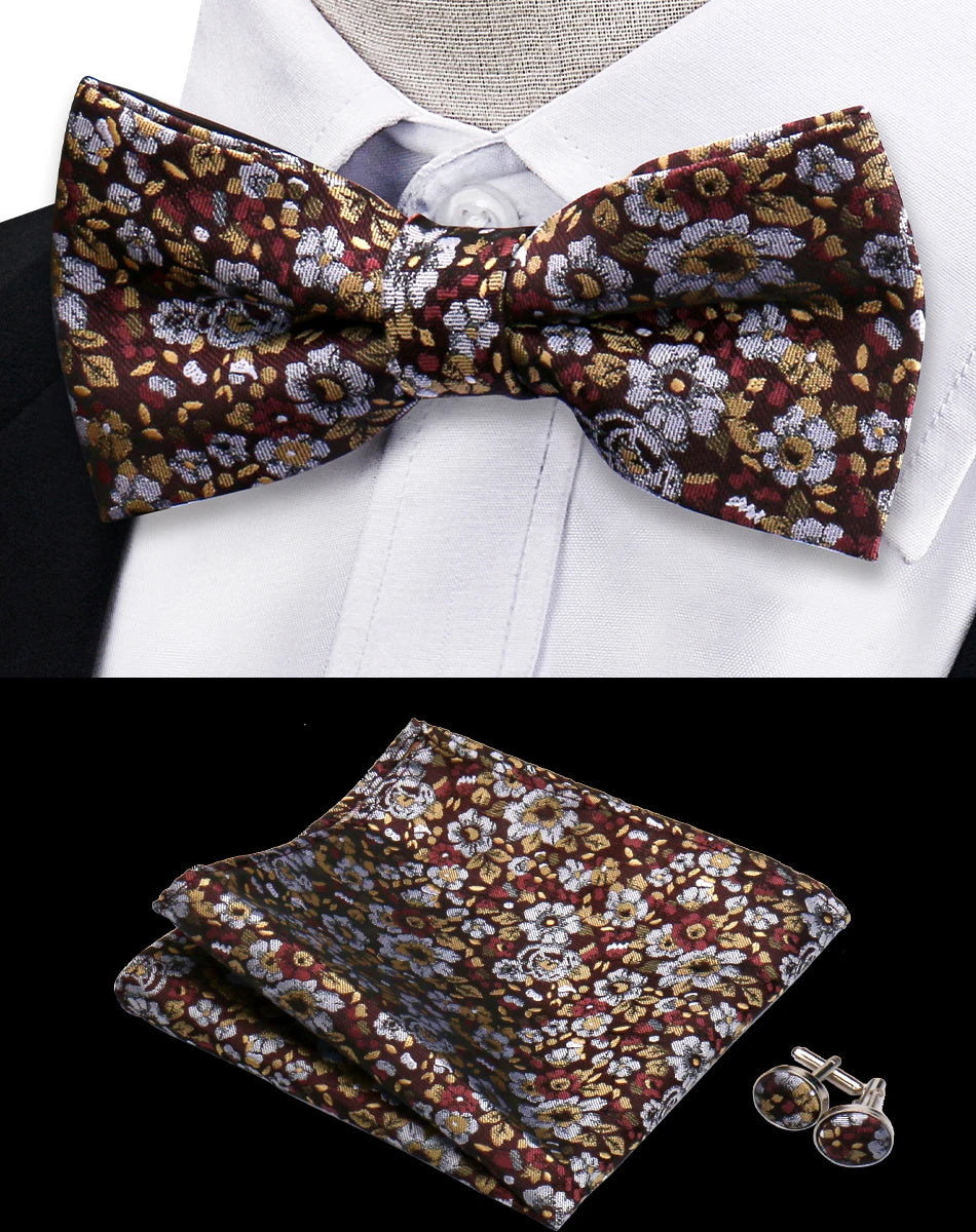 Conjunto Pajarita Pañuelo Gemelos Estilo Novedad Elegancia Pura Vida