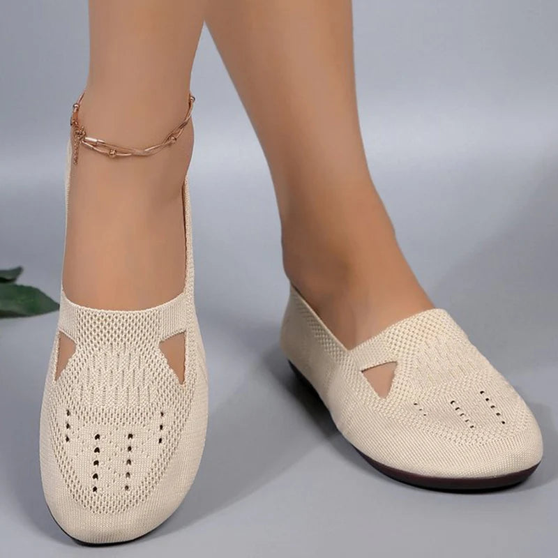Zapatos Planos De Malla Transpirable Para Mujer | Tela Hueca Fondo Suave
