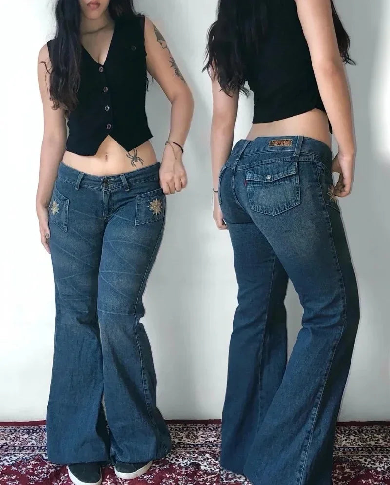 Jeans Y2K Lavado Multibolsillo | Holgado Pierna Ancha | Hip-hop Punk Vintage | Ticotrendy