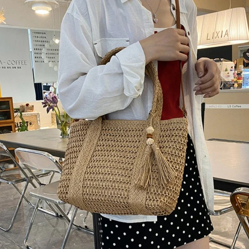 Bolso De Mano Tejido Vintage Mujer Playa Verano Cruzado