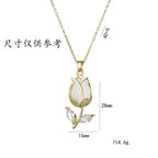 Collar Dorado con Flor Tulipán Circonita Piedra Lunar | Ticotrendy