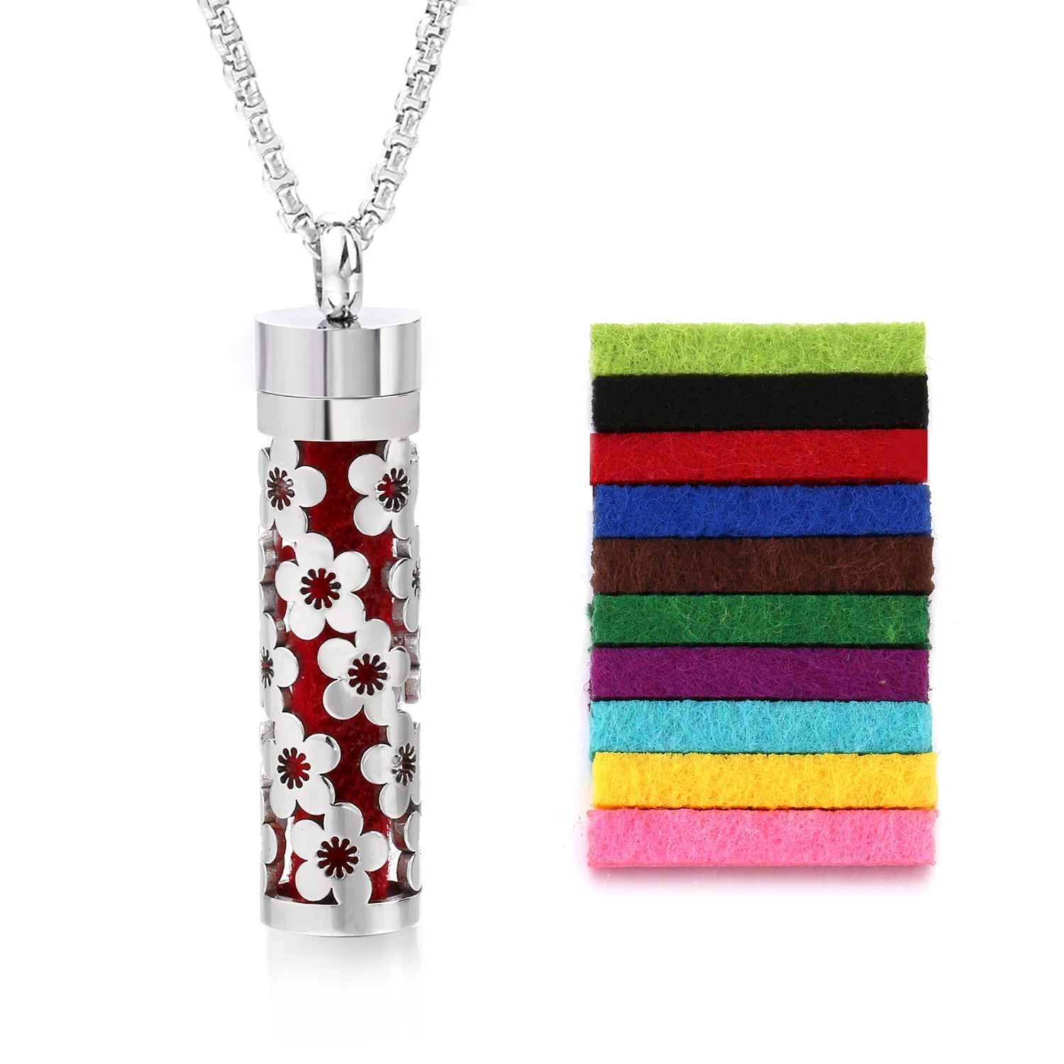 Ambientador de barra Vertical hueca de acero inoxidable, difusor de aceite de Perfume, medallón, joyería, colgante, collar para mujeres, hombres y adolescentes