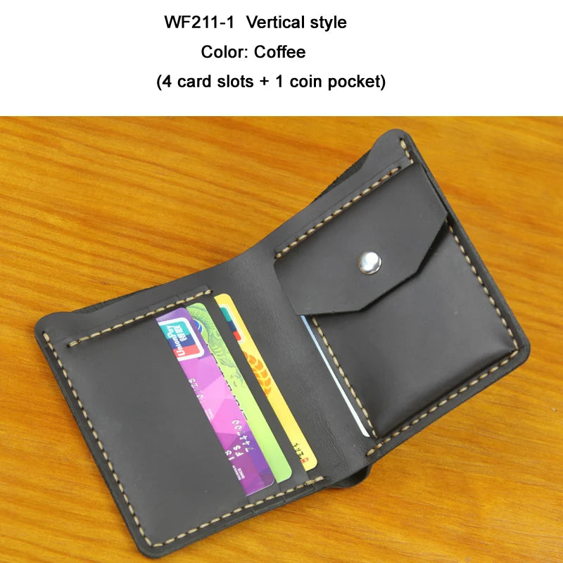 Cartera de Cuero Crazy Horse para Hombre | Hecha a Mano | Clips de Cuero | Bolsillo Vertical