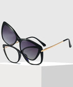 Gafas Lectura Ojo Gato Montura Metálica Clip Magnético | Polarizadas Miopía A La Moda