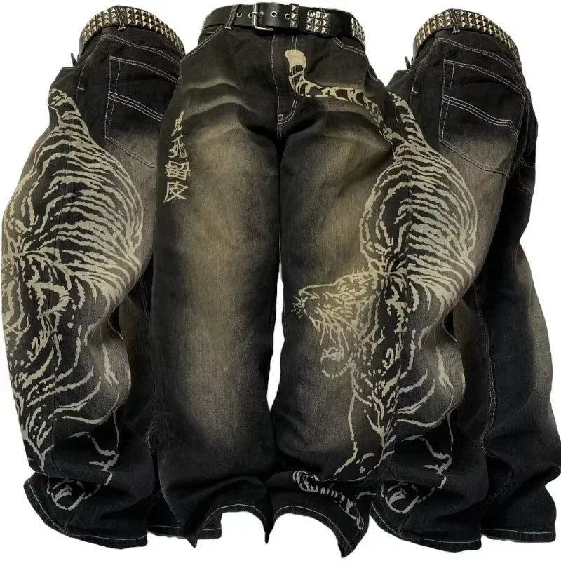Jeans Y2K Lavado Multibolsillo | Holgado Pierna Ancha | Hip-hop Punk Vintage | Ticotrendy