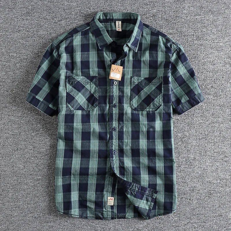 Camisa Cuadros Hombre | Algodón Lavado | Estilo Gótico | Manga Corta | Ticotrendy Costa Rica
