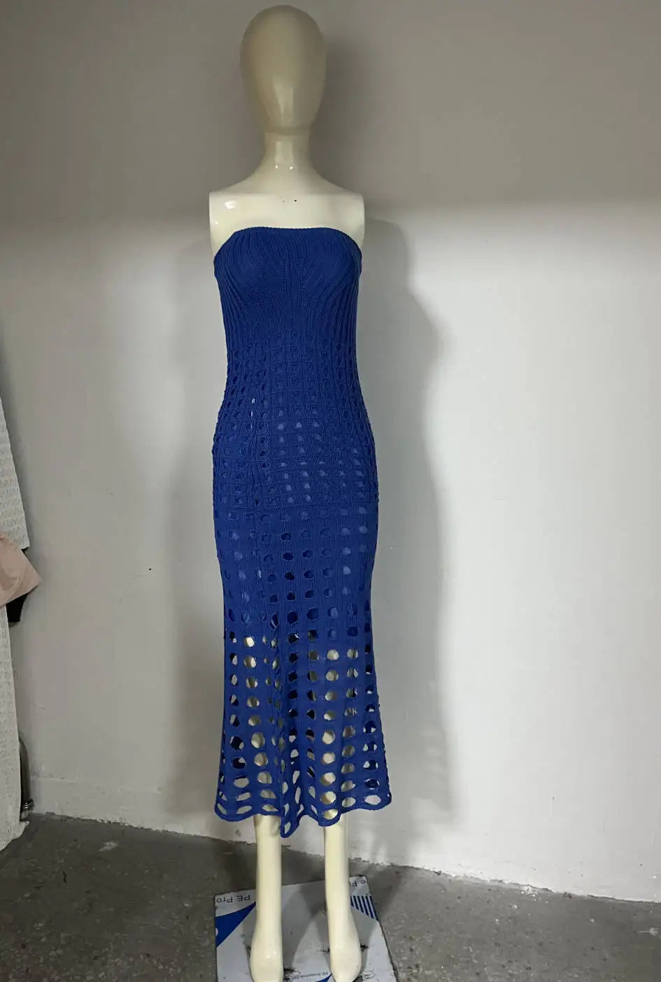 Vestido Largo Sin Tirantes Espalda Descubierta