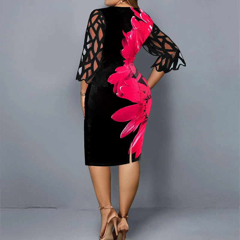 Vestido de Fiesta Floral | Talla Grande | Diseño Ahuecado
