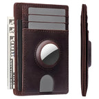 Tarjetero Airtag para hombre, cartera RFID antirrobo de cuero genuino, funda para tarjetas de crédito y identificación, funda para hombre de alta calidad