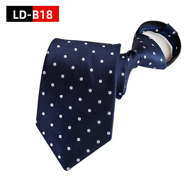 Corbata Preatada con Cremallera Paisley Rayas Cuadros Clásica de Negocios