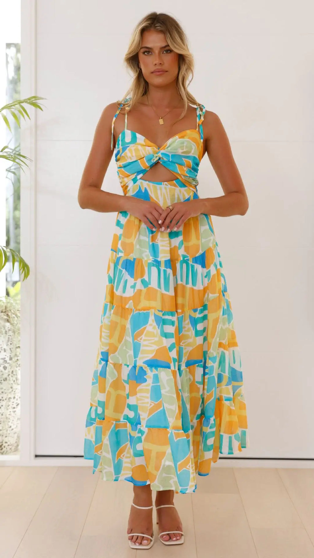 Vestido Largo Ajustado Estampado para Playa
