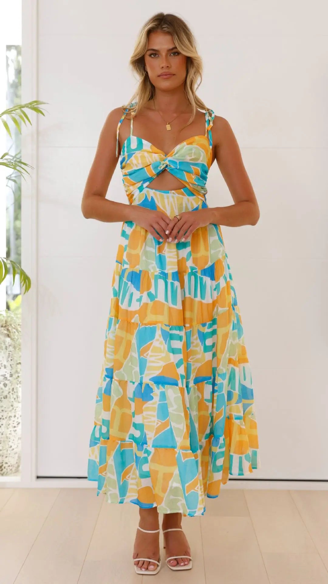 Vestido Largo Ajustado Estampado para Playa