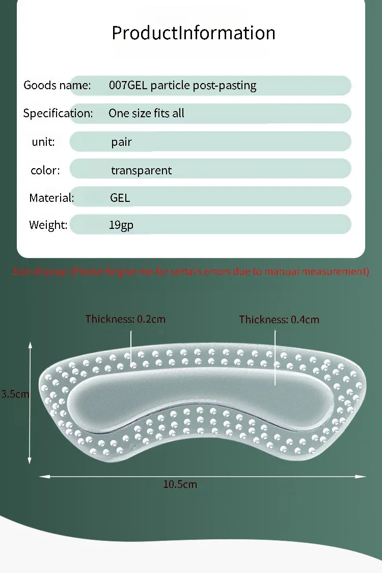 Protectores de talón de GEL para mujer, cojín de silicona, productos para el cuidado de los pies, almohadillas antideslizantes para tacones altos, plantillas de tamaño ajustable, 1 par