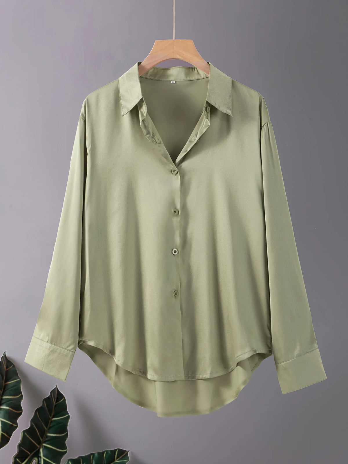 Blusa Acetato con Botones Plus Size | Manga Larga Oficina Otoño | Tallas 1XL-5XL | Tico Trendy