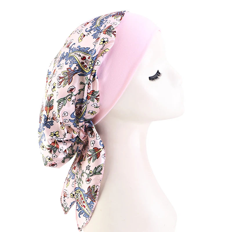 Turbante de satén preatado para mujer, hiyab interior musulmán, gorros para quimio contra el cáncer, pañuelo para la cabeza para la pérdida de cabello, Bandana, accesorios elásticos para el cabello