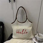 Bolso de Hombro de Paja | Grande con Bordado | Informal y para Trabajo
