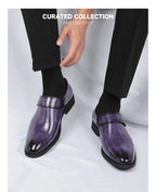 Zapatos Formales Morados Hombre | Charol Punta Estrecha Sin Cordones Cómodos Negocios