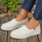 Zapatos Planos Beige de Punto | Transpirables | Sin Cordones | Talla Grande