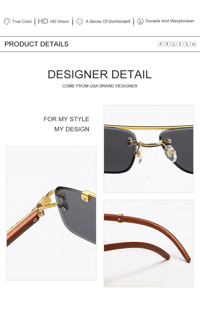 Gafas de Sol Retro | Montura Cuadrada y Parte Superior Plana | Doble Puente