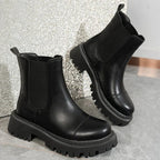 Botines Negros de Plataforma | Estilo Británico | Antideslizantes | Mujer