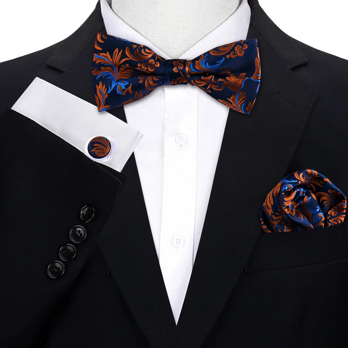 Conjunto Pajarita Pañuelo Gemelos Estilo Novedad Elegancia Pura Vida