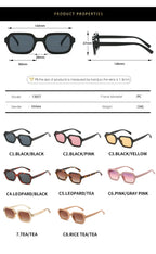 Gafas Sol Cuadradas Unisex Montura Pequeña Retro | A La Moda Popular UV400 Diseño