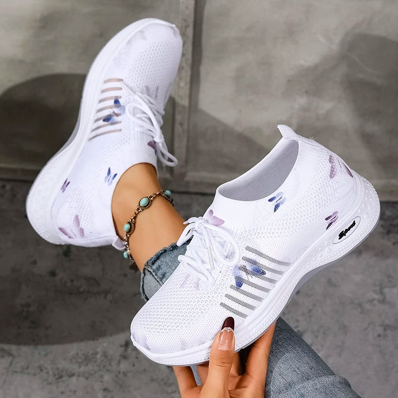 Zapatillas de Malla Transpirable | Estampado Blanco | Suela Suave Antideslizante | Tejido Cómodo