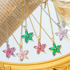 Cadena de acero inoxidable, collares con colgante de flor de circón simples y bonitos para mujeres y niñas, accesorios de joyería de Color dorado y plateado a la moda