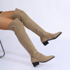Botas Altas Sobre La Rodilla Tacón Grueso Moda Elegancia Tica